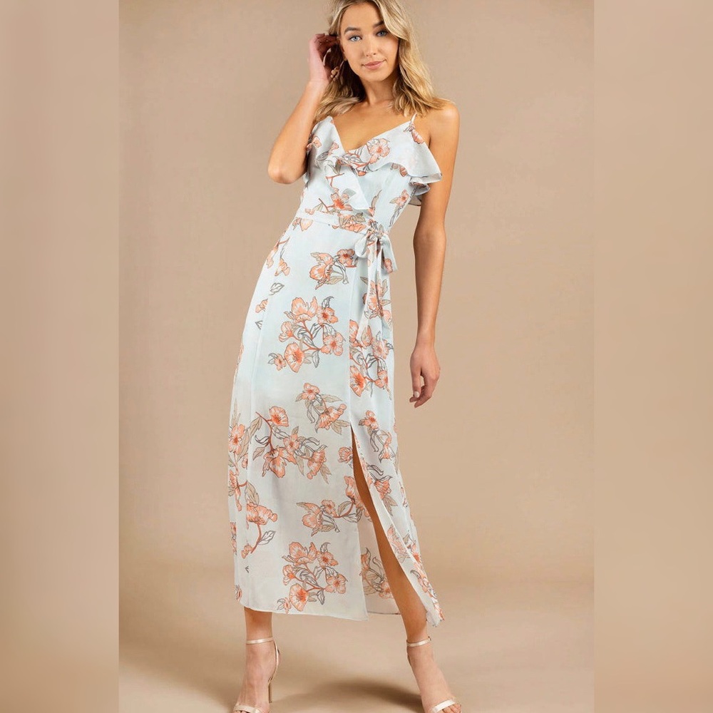 J.O.A. Tina Floral Print Maxi Dress Mint Size Extra Small NWT